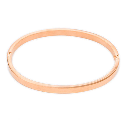 Casual Sweet Simple Style Round Stainless Steel Titanium Steel Plating Metal Button Rose Gold Plated Gold Plated Silver Plated Bangle