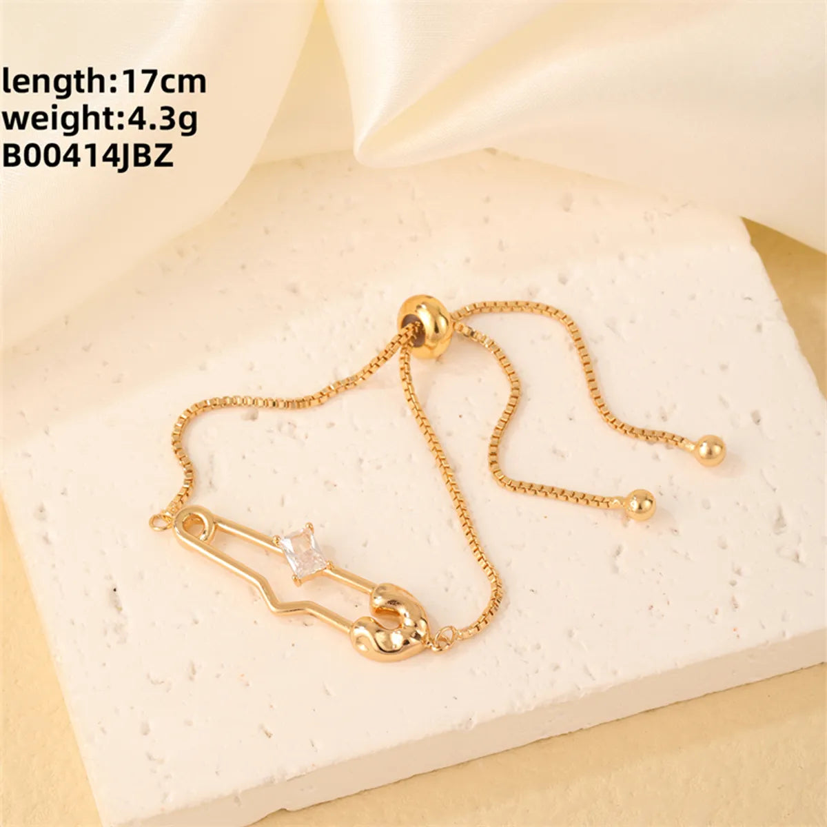 Casual Sweet Square Copper Inlay Zircon Bracelets Drawstring Bracelets