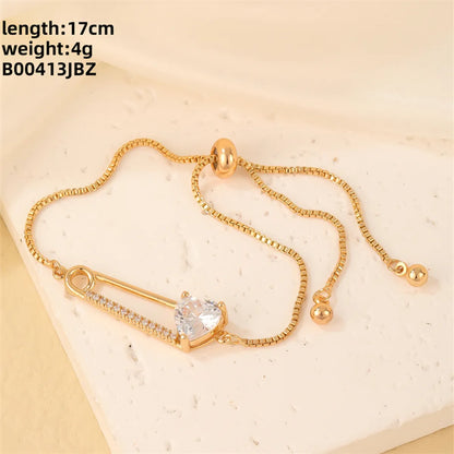 Casual Sweet Square Copper Inlay Zircon Bracelets Drawstring Bracelets