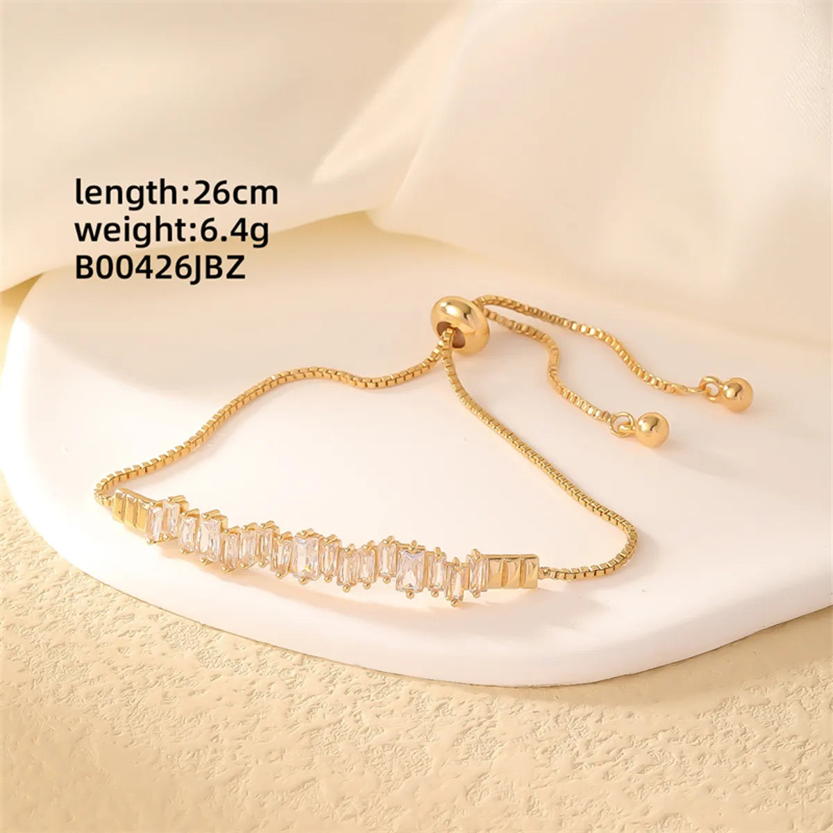 Casual Sweet Square Copper Inlay Zircon Bracelets Drawstring Bracelets