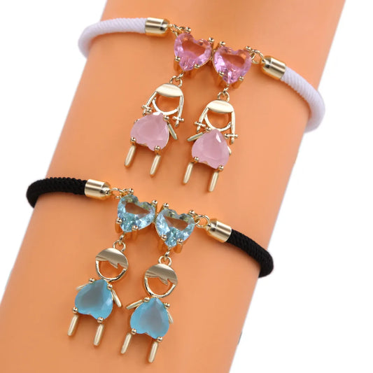 Casual Sweet Streetwear Heart Shape Copper Plating Inlay Zircon 18k Gold Plated Unisex Bracelets