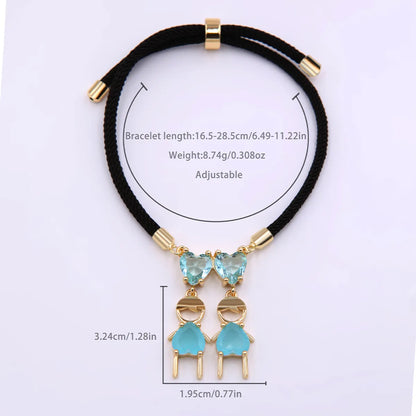 Casual Sweet Streetwear Heart Shape Copper Plating Inlay Zircon 18k Gold Plated Unisex Bracelets