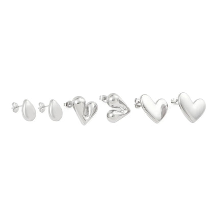 Casual Sweet Water Droplets Heart Shape Stainless Steel Polishing Plating 18k Gold Plated Ear Studs