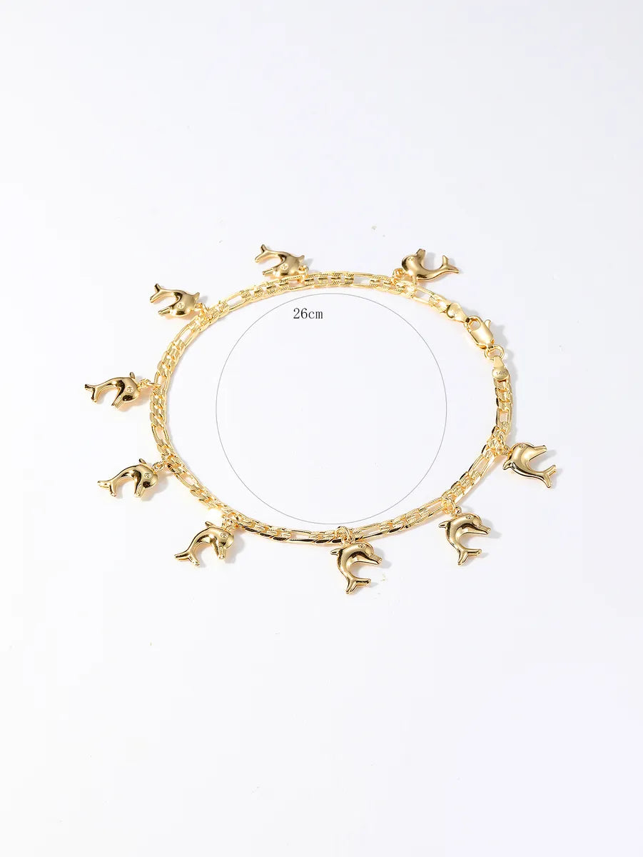 Casual Tortoise Star Dolphin 18k Gold Plated Copper Wholesale Anklet