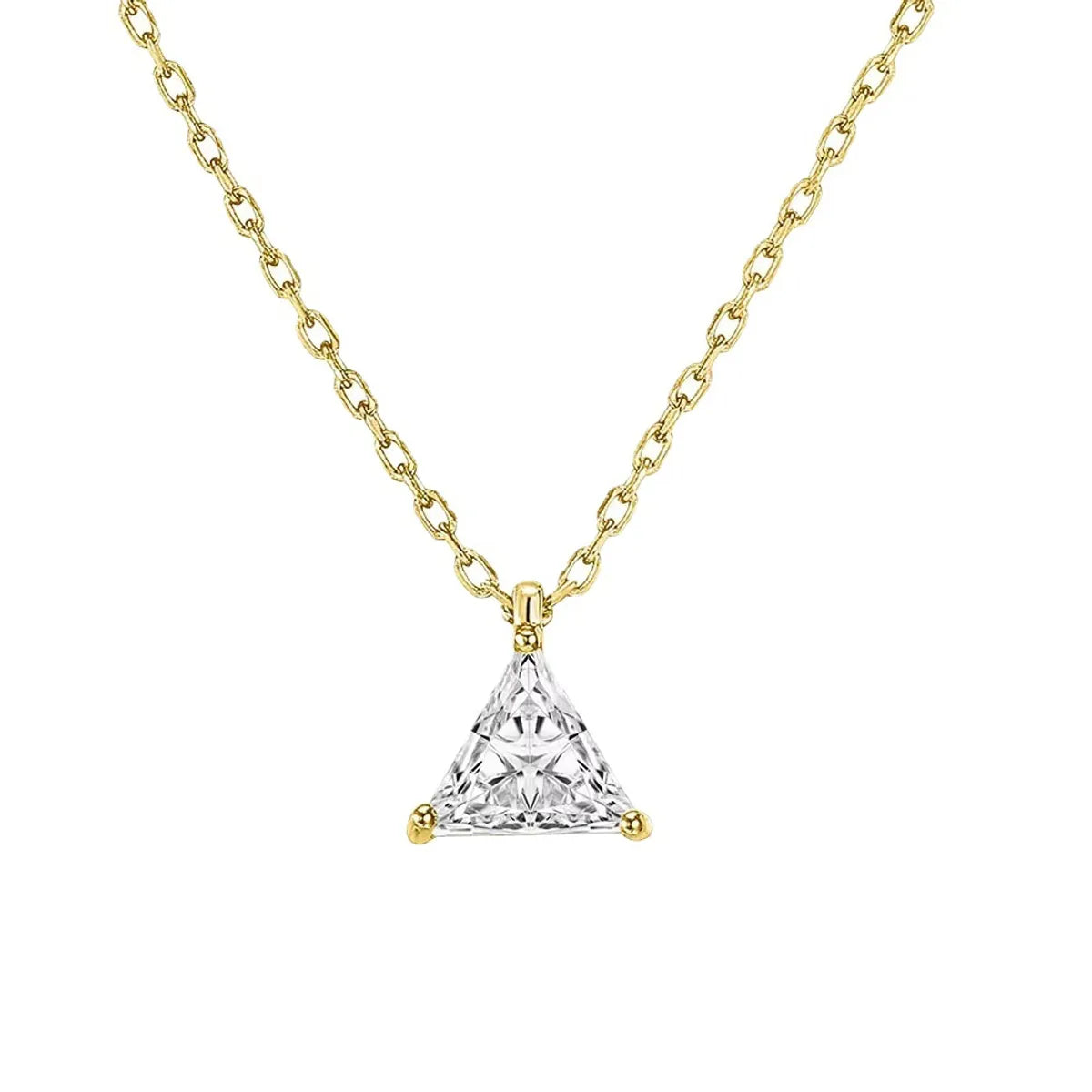 Casual Triangle Sterling Silver 14k Gold Plated Zircon Pendant Necklace In Bulk