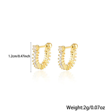 Casual Tropical Pastoral U Shape Inlay Sterling Silver Artificial Gemstones Artificial Diamond Gold Plated Earrings