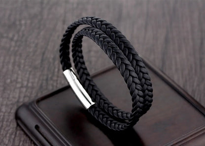 Casual Twist Stainless Steel Pu Leather Braid None Unisex Wristband