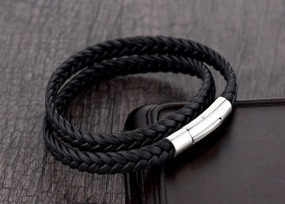 Casual Twist Stainless Steel Pu Leather Braid None Unisex Wristband