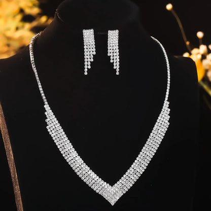 Casual Vacation Bridal Solid Color Rhinestone Inlay Rhinestones Women'S Jewelry Set