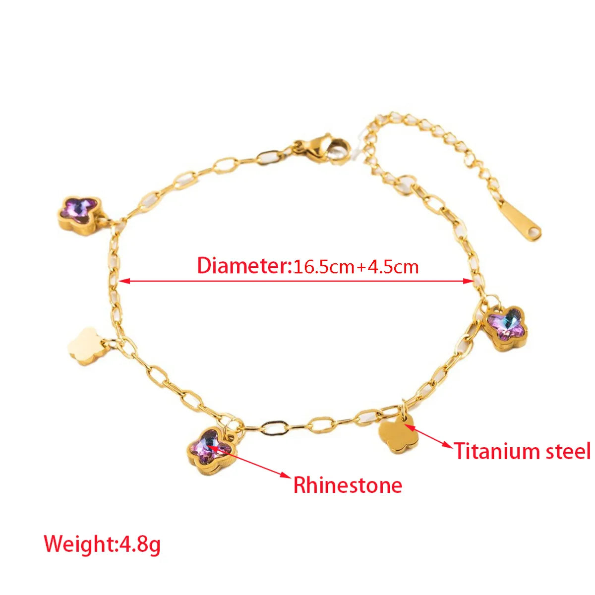 Casual Vacation Classic Style Water Droplets Heart Shape Butterfly 316 Stainless Steel  Rhinestone 18K Gold Plated Rhinestones Bracelets In Bulk