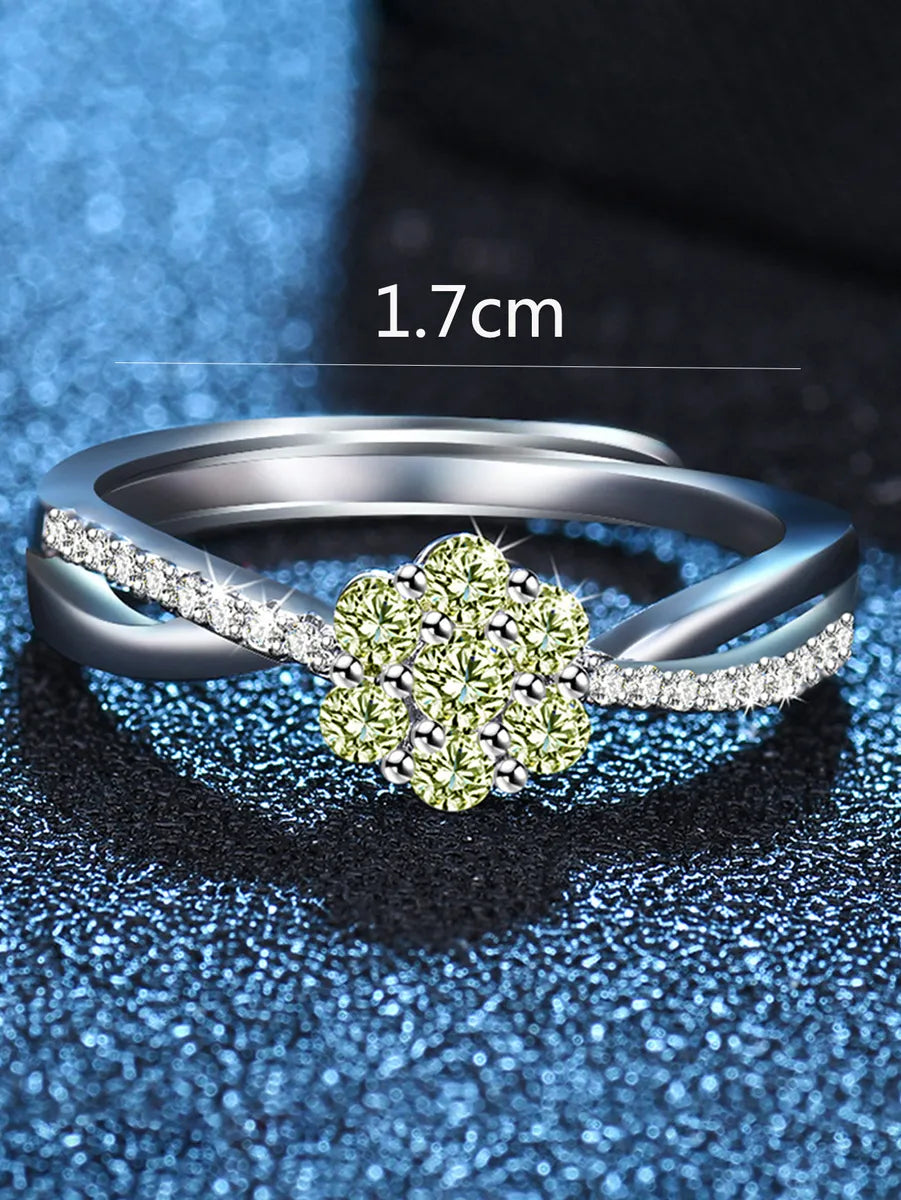 Casual Vacation Flower Copper Inlay Zircon Rings