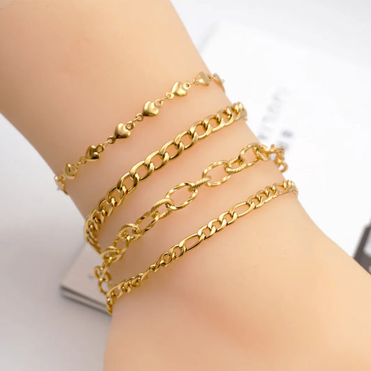 Casual Vacation Geometric 304 Stainless Steel Titanium Steel Gold Plated Women'S Anklet