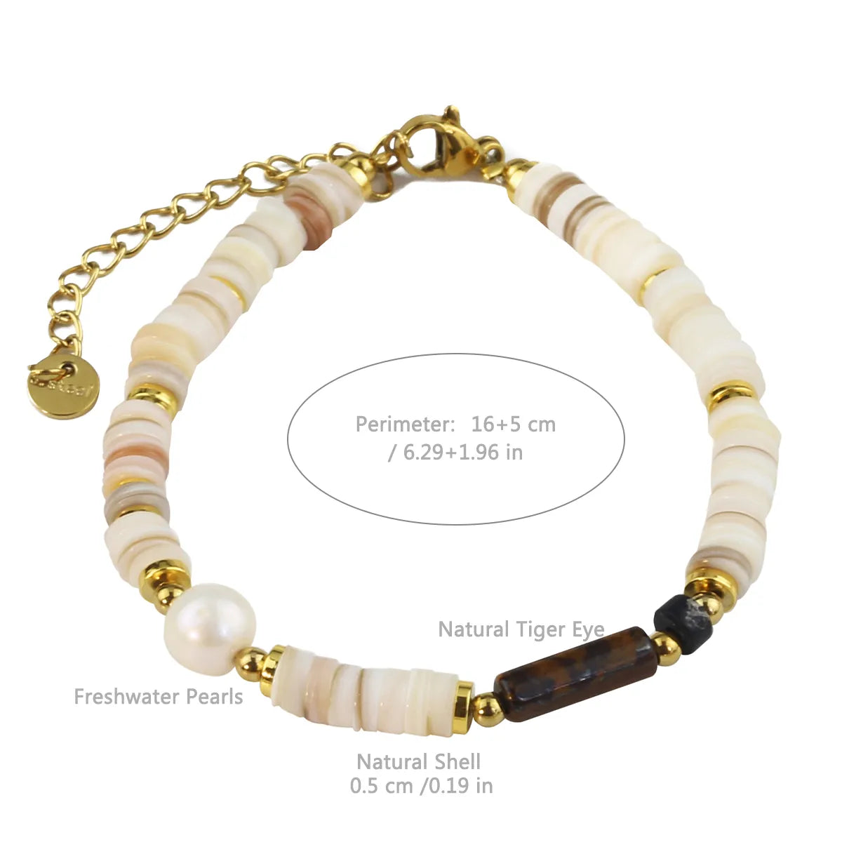 Casual Vacation Handmade Geometric Gold Plated 304 Stainless Steel Natural Stone Freshwater Pearl Wholesale Bracelets Necklace