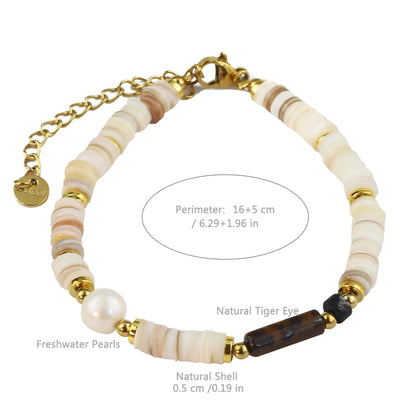 Casual Vacation Handmade Geometric Gold Plated 304 Stainless Steel Natural Stone Freshwater Pearl Wholesale Bracelets Necklace