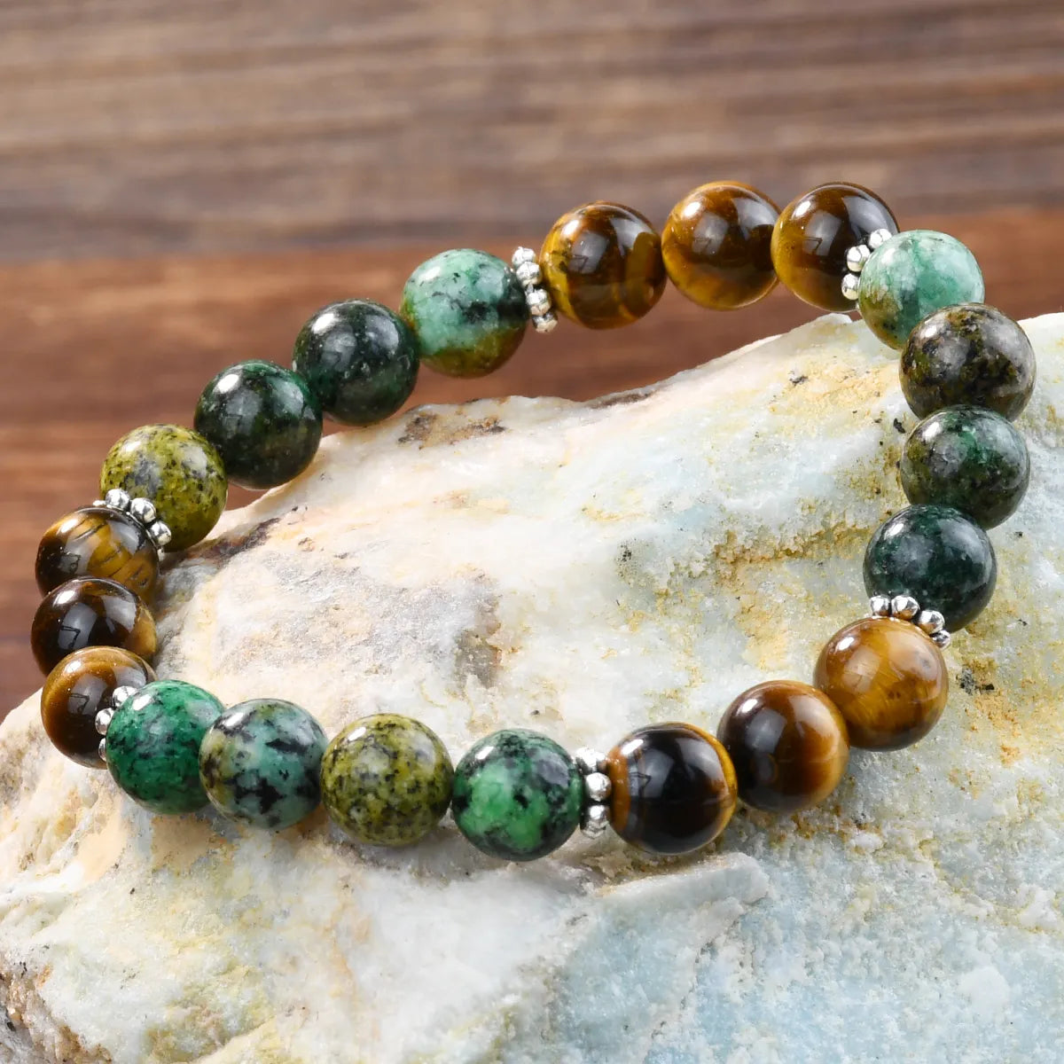 Casual Vacation Handmade Round Natural Stone Beaded Handmade Unisex Bracelets