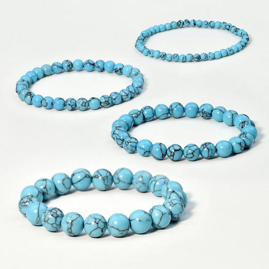 Casual Vacation Handmade Round Turquoise Beaded Unisex Bracelets