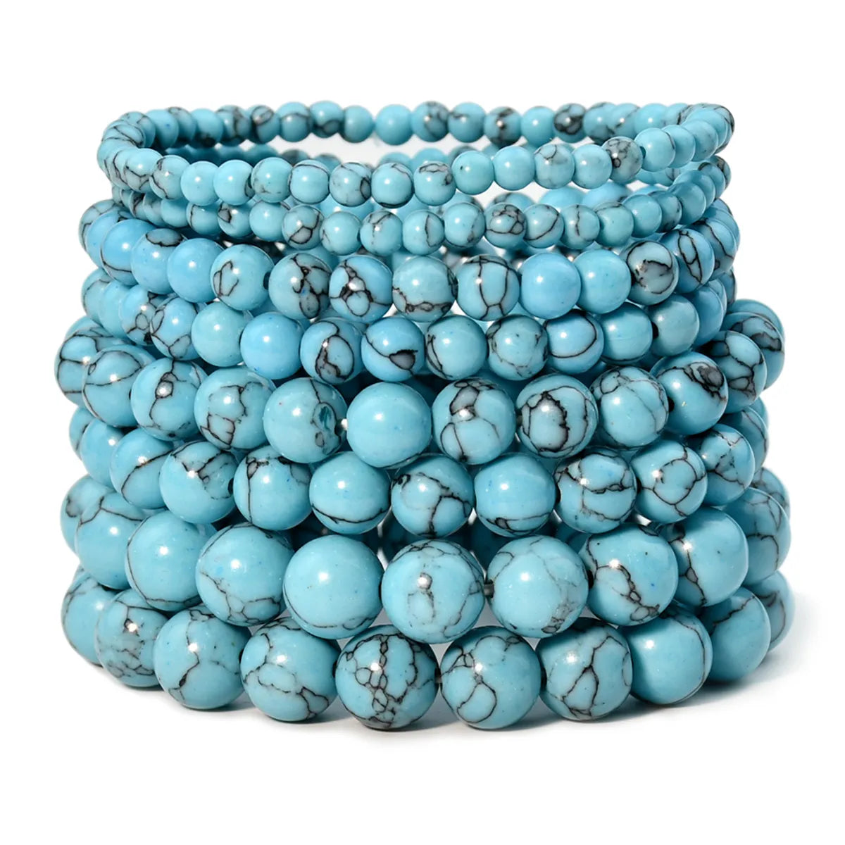 Casual Vacation Handmade Round Turquoise Beaded Unisex Bracelets