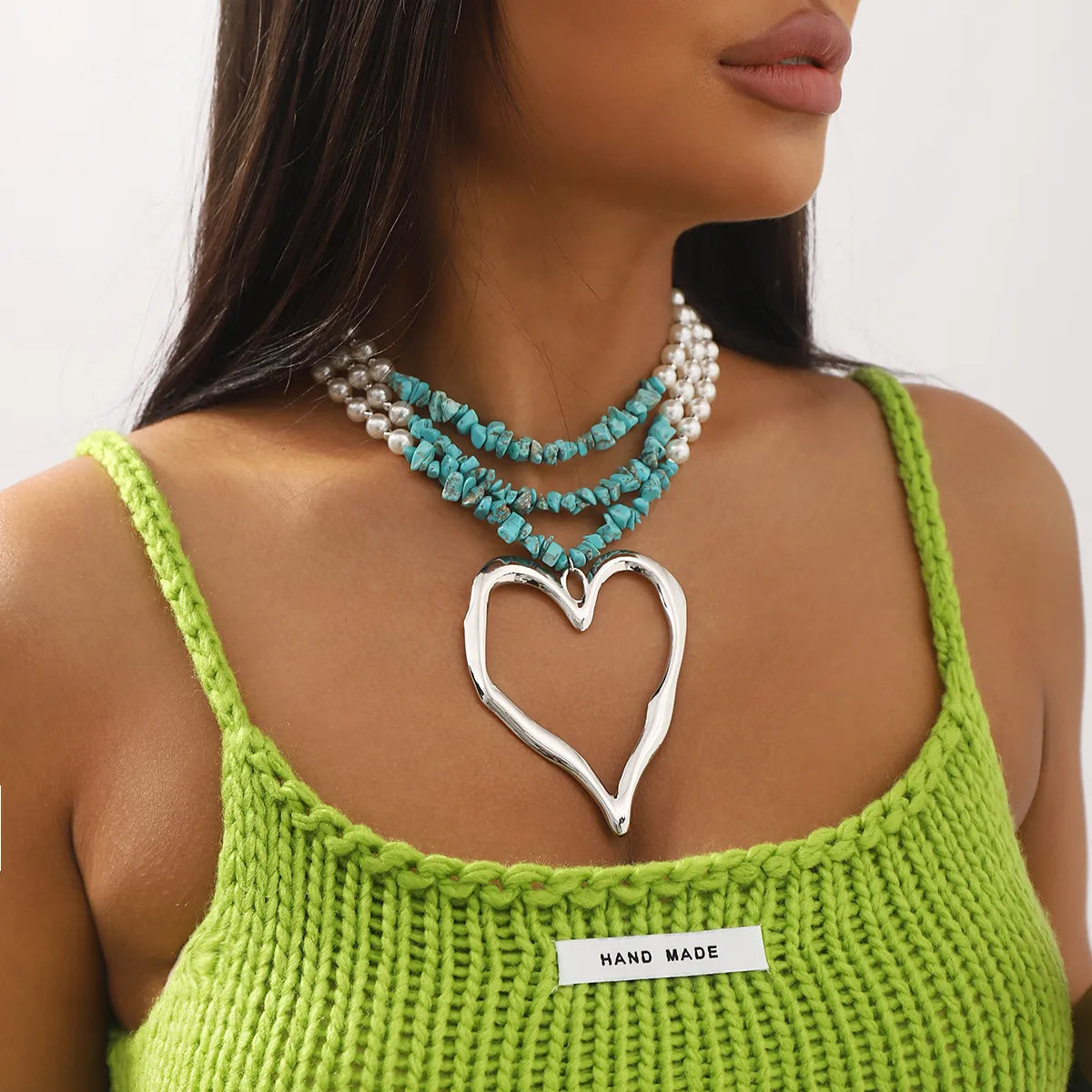 Casual Vacation Heart Shape Imitation Pearl Alloy Women'S Layered Necklaces