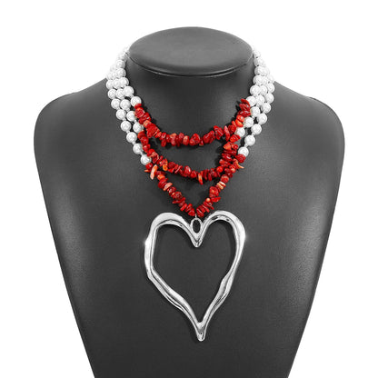 Casual Vacation Heart Shape Imitation Pearl Alloy Women'S Layered Necklaces