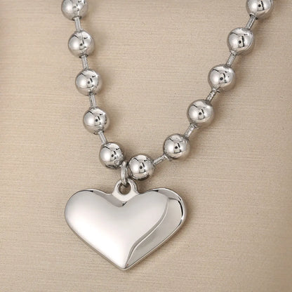 Wholesale Casual Vacation Heart Shape Titanium Steel Plating 18k Gold Plated Bracelets Necklace