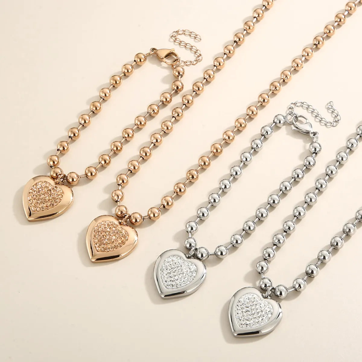 Casual Vacation Heart Shape Titanium Steel Plating 18k Gold Plated Bracelets Necklace