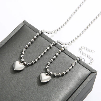 Casual Vacation Heart Shape Titanium Steel Plating 18k Gold Plated Bracelets Necklace