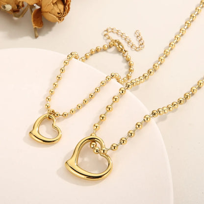 Casual Vacation Heart Shape Titanium Steel Plating 18k Gold Plated Bracelets Necklace