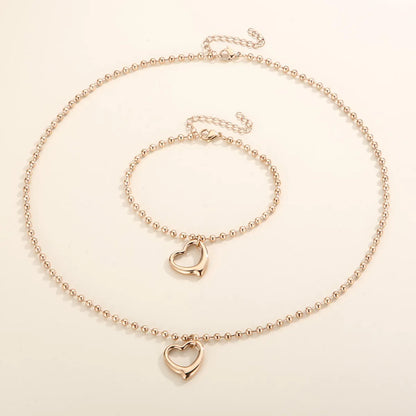 Casual Vacation Heart Shape Titanium Steel Plating 18k Gold Plated Bracelets Necklace