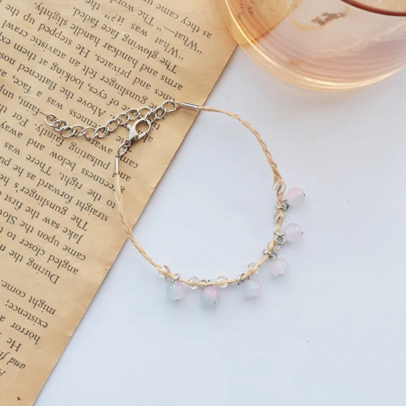 Casual Vacation Pastoral Round Natural Stone Natural Stone Straw Wholesale Bracelets