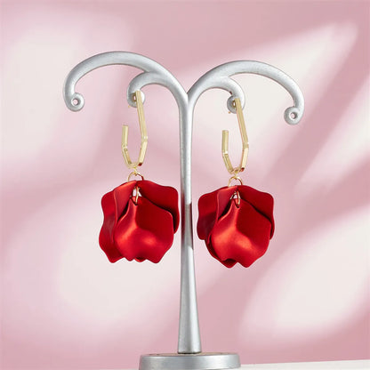 1 Pair Casual Vacation Petal Stoving Varnish Arylic Drop Earrings