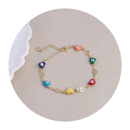 Casual Vacation Round Devil'S Eye Flower Zircon Stainless Steel Wholesale Anklet