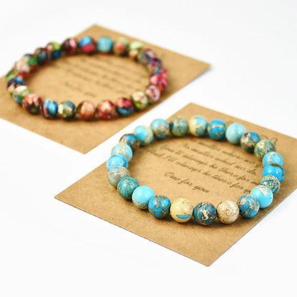 Casual Vacation Round Natural Stone Beaded Handmade Bracelets