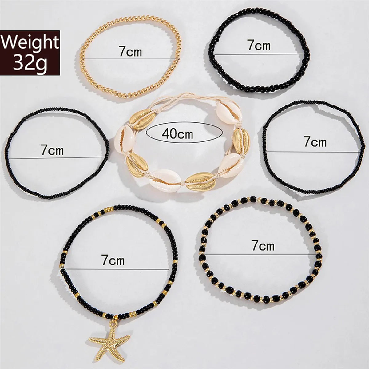 Casual Vacation Simple Style Geometric Starfish Glass Shell Knitting Women's Bracelets