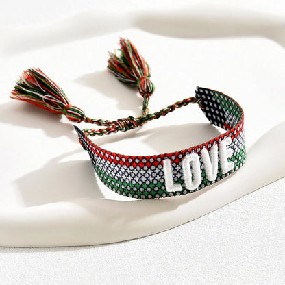 Casual Vacation Simple Style Letter Stripe Nylon Embroidery Braid Women's Wristband