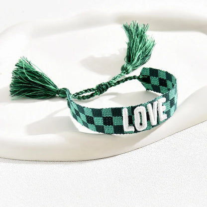 Casual Vacation Simple Style Letter Stripe Nylon Embroidery Braid Women's Wristband