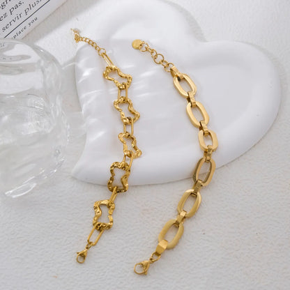 Casual Vacation Simple Style Solid Color 304 Stainless Steel 14K Gold Plated Bracelets In Bulk