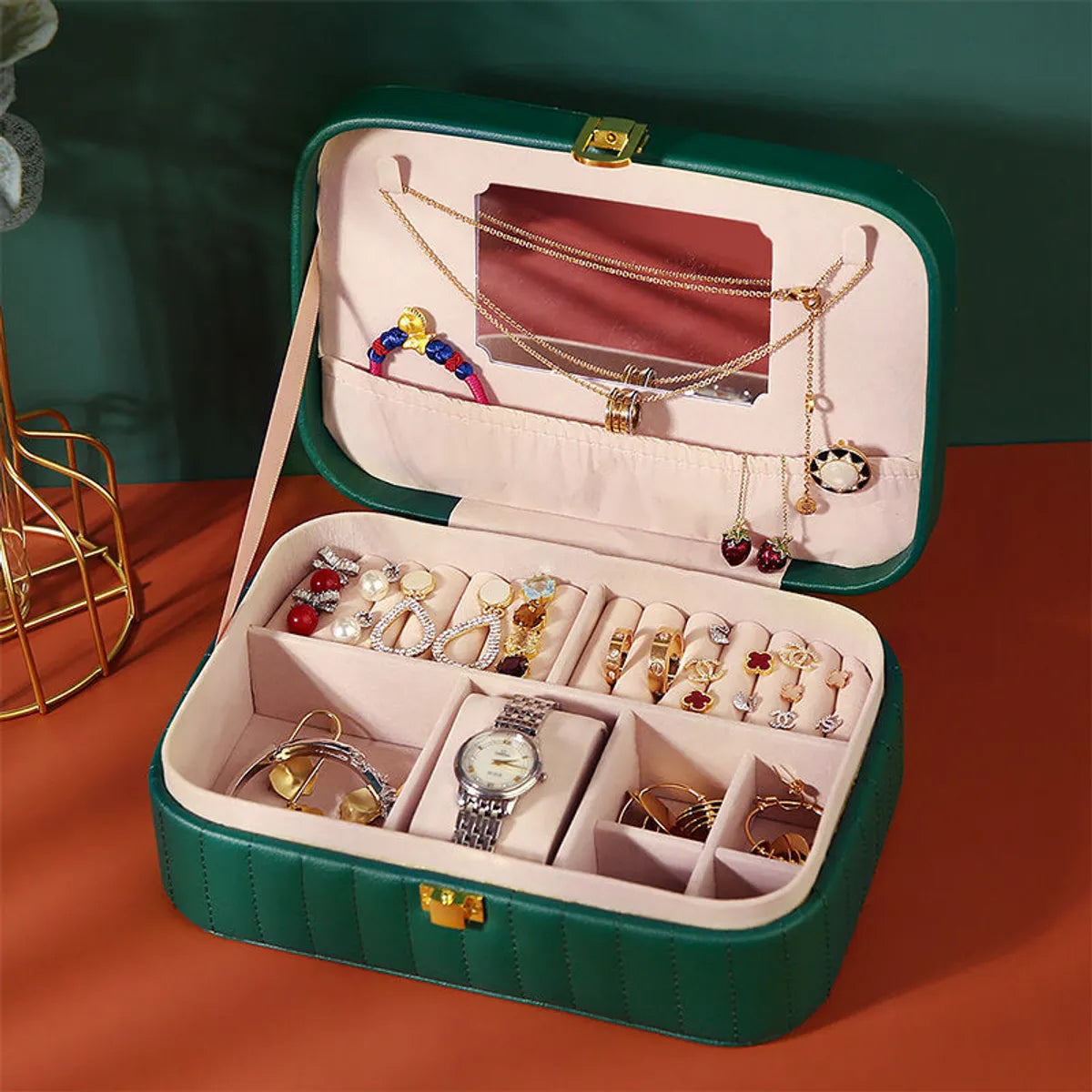 Casual Vacation Solid Color Pu Leather Jewelry Boxes