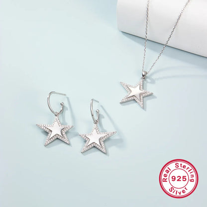 Casual Vacation Star Sterling Silver Plating Inlay Artificial Gemstones Artificial Diamond White Gold Plated Women's Jewelry Set