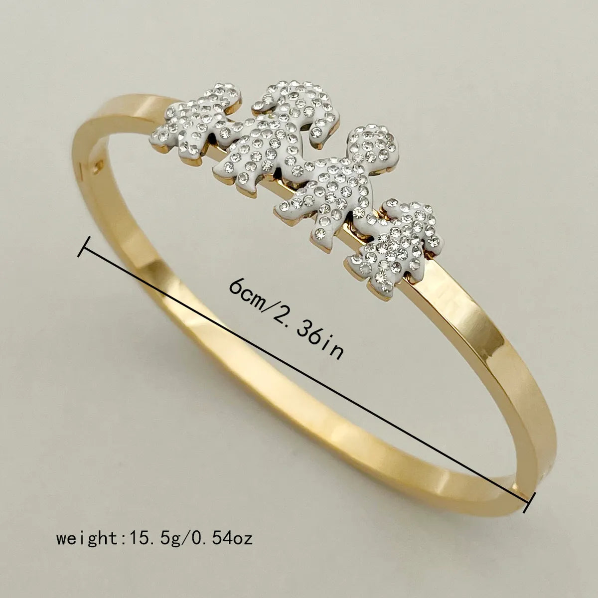 Casual Vacation Sweet Cross Pineapple 304 Stainless Steel 14K Gold Plated Zircon Bangle In Bulk