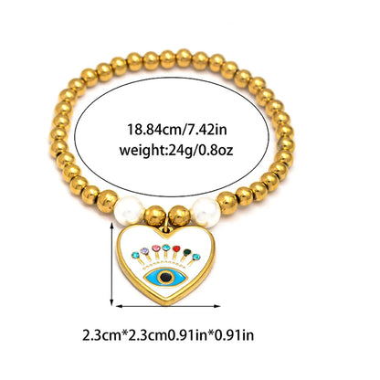 Casual Vacation Sweet Round Heart Shape 304 Stainless Steel 14K Gold Plated Bracelets In Bulk