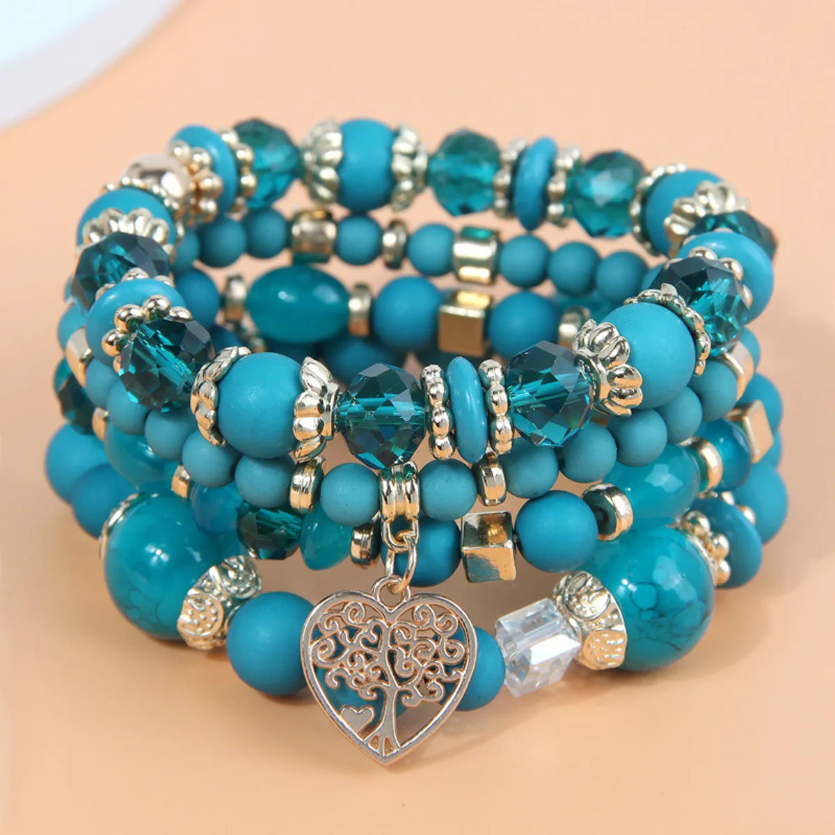 Casual Vacation Tree Heart Shape Alloy Glass Wholesale Bracelets