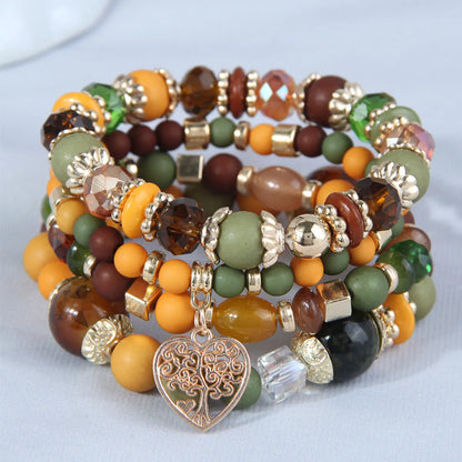 Casual Vacation Tree Heart Shape Alloy Glass Wholesale Bracelets