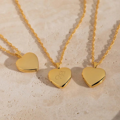 Casual Vintage Style Classic Style Heart Shape Stainless Steel Plating 18k Gold Plated Pendant Necklace