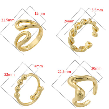 Casual Vintage Style Irregular Twist Copper Irregular Plating 18k Gold Plated Open Rings