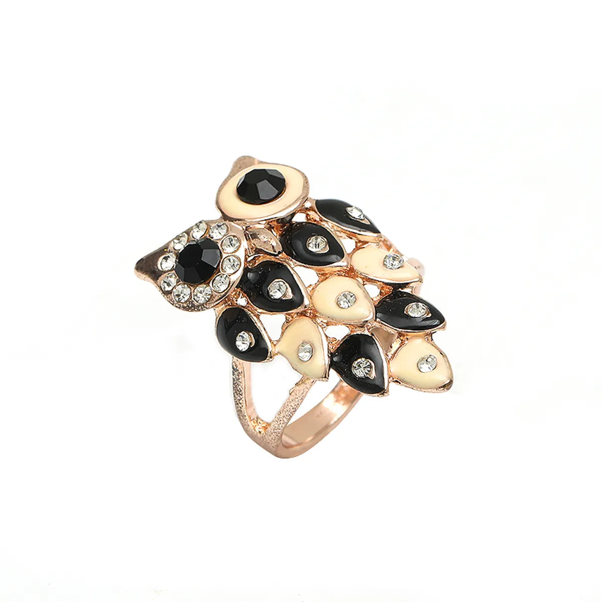 Casual Vintage Style Owl Alloy Enamel Plating Inlay Rhinestones Women'S Rings