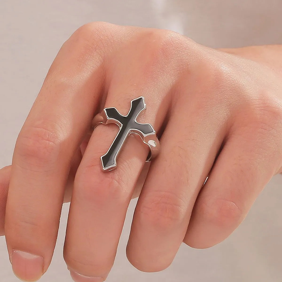 Casual Vintage Style Punk Cross Alloy Enamel Unisex Open Rings