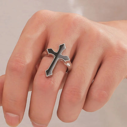 Casual Vintage Style Punk Cross Alloy Enamel Unisex Open Rings