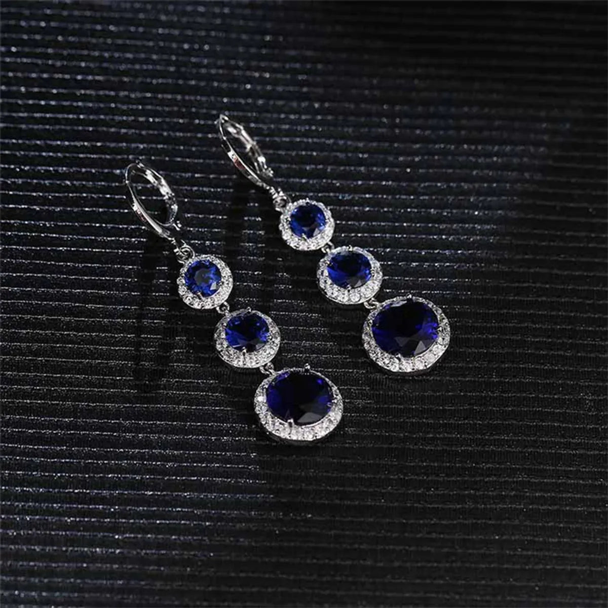 Copper Zircon Rhodium Plated Casual Vintage Style Inlay Round Zircon Earrings Necklace Jewelry Set