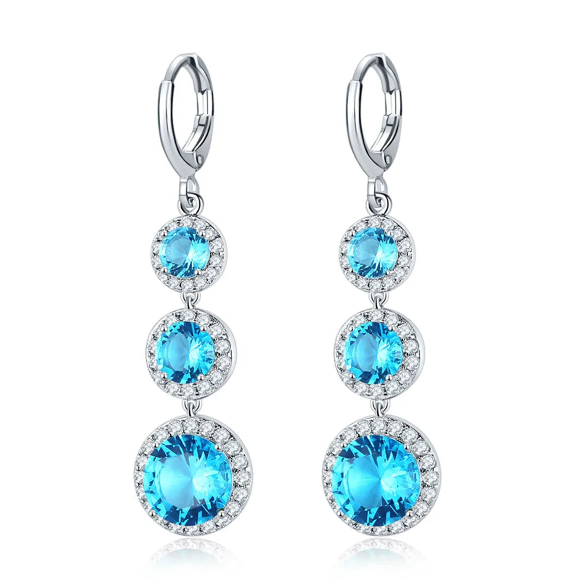 Copper Zircon Rhodium Plated Casual Vintage Style Inlay Round Zircon Earrings Necklace Jewelry Set