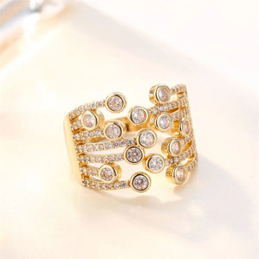 Casual Vintage Style Round Copper Plating Inlay Zircon Gold Plated Rings